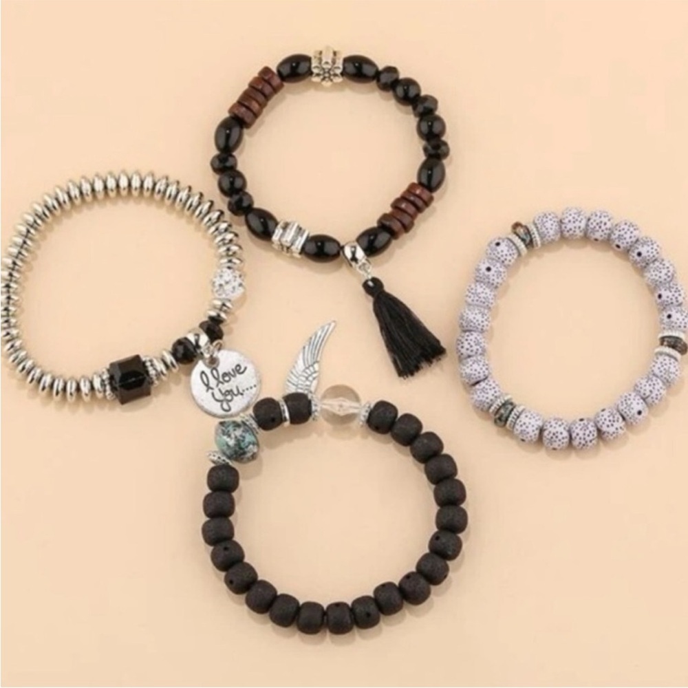 I LOVE YOU Boho Stacked Bracelets BRAND NEW With Tags - Picture 3 of 3